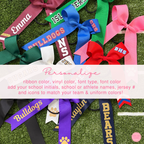 Cheer Game Day Long Tail Hair Bow, Personalized with your team colors and name. Collegiate style cheer bow.  Custom cheerleader ribbon bows.