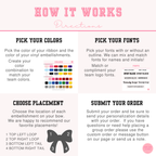 Cheer Game Day Long Tail Hair Bow, Personalized with your team colors and name. Collegiate style cheer bow.  Custom cheerleader ribbon bows.