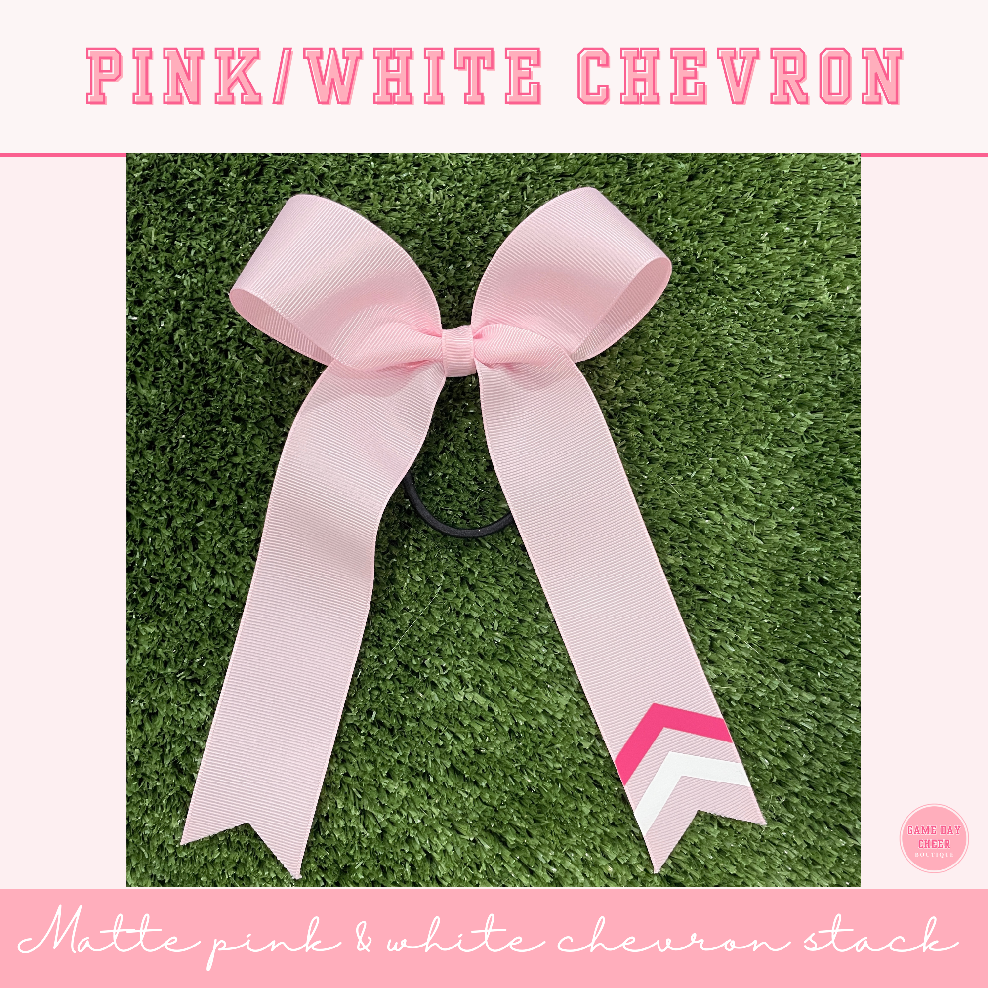 Pink Cheer Bow: Long Tail Ribbon Bow, Paw & Chevron - October Game Day